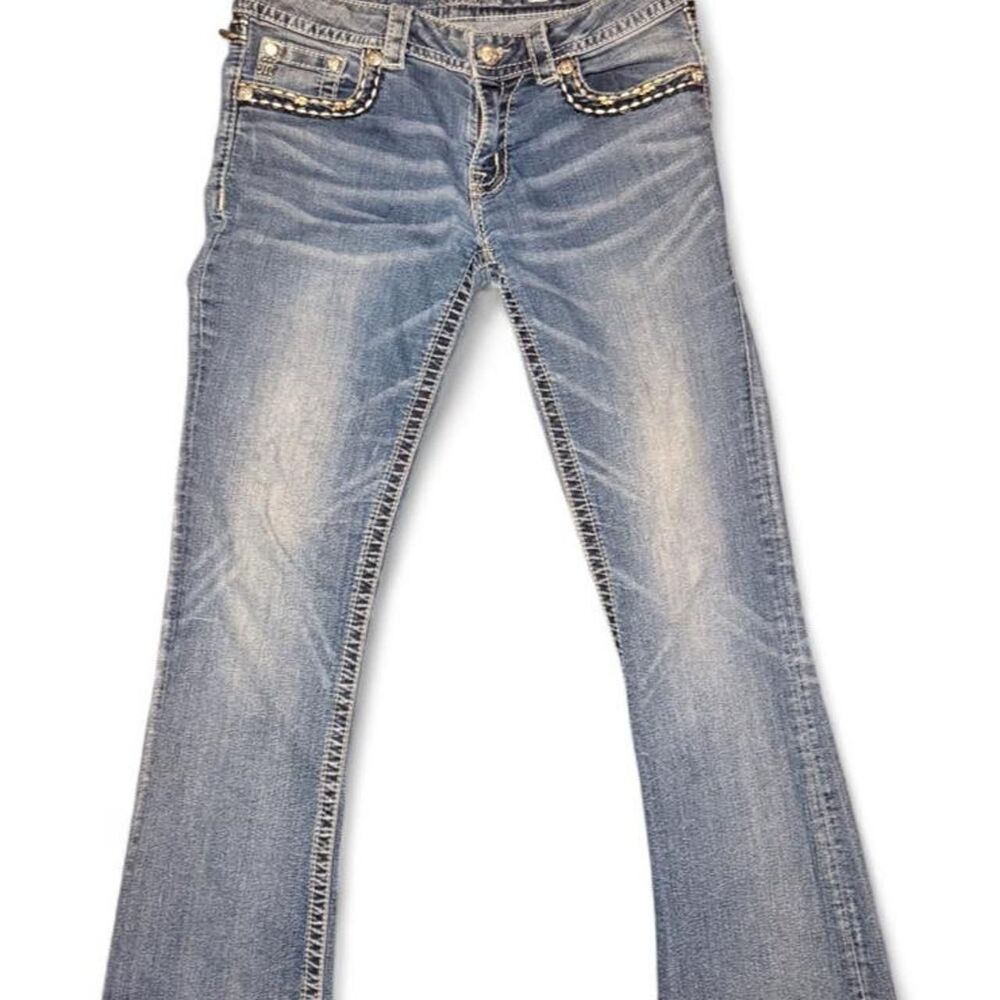 Miss Me Signature Boot Cut Jeans Women’s 30 Medium Wash Low Rise 28” Inseam - Picture 4 of 8